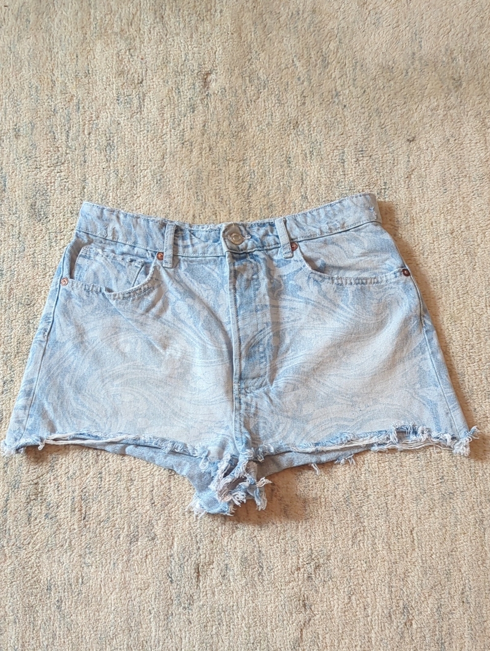 Zara Light Blue Women's Denim Shorts - Casual Frayed Hem
